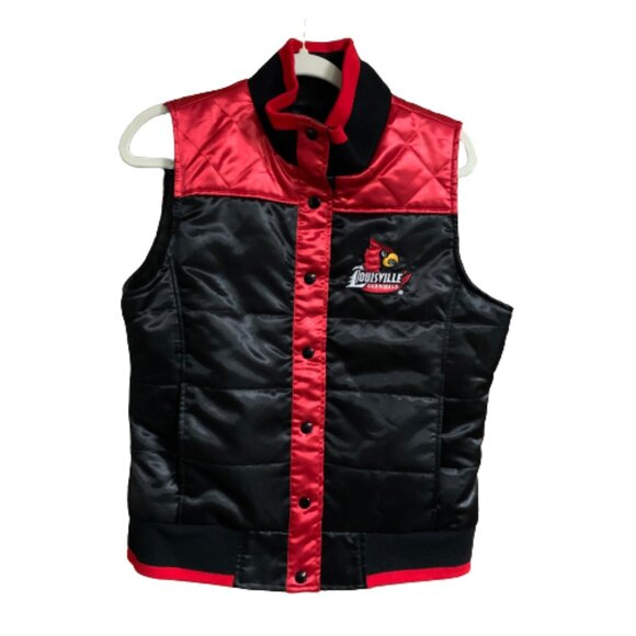 Women's Louisville Cardinals Franchise Club Black Red Large Polyester Vest EUC - Picture 1 of 12